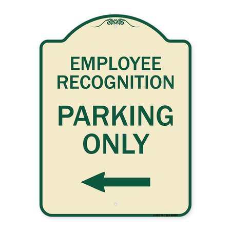 SIGNMISSION Employee Recognition Parking W/ Left Arrow Heavy-Gauge Aluminum Sign, 24" x 18", TG-1824-24099 A-DES-TG-1824-24099